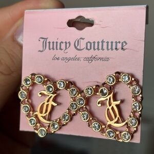 Juicy Couture Gold Heart Earrings with Crystals